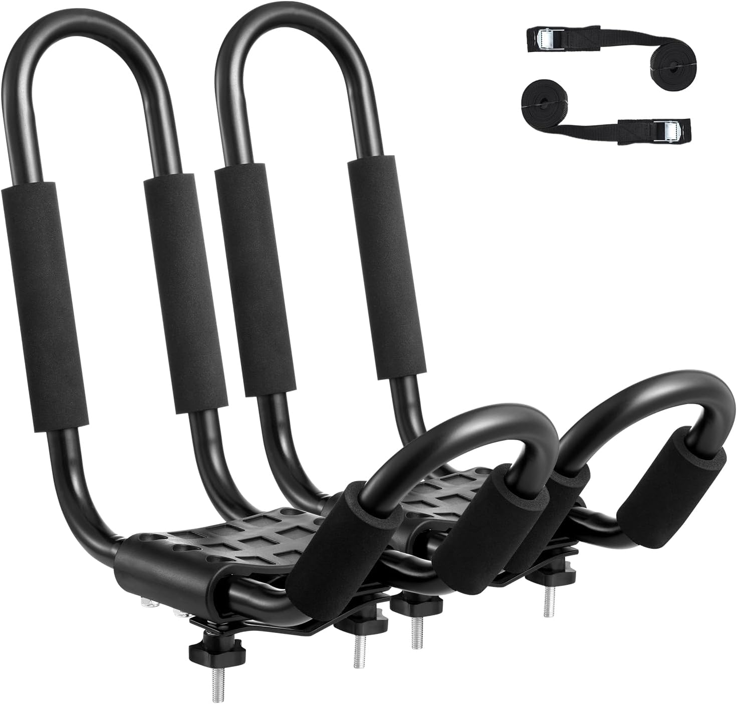VEVOR Kayak Roof Rack 1 Pair J-Bar, Soft Roof Rack, Top Mount Tie Down, Carrier for kayak, Surf Board, Canoe, SUP, Ski Board, Mount on Car, SUV, Truck, 1 Kayak