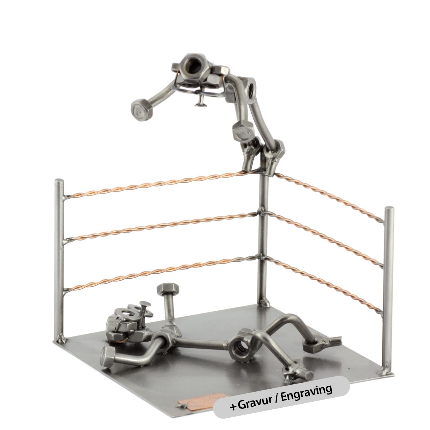 Steelman24 Metallic I Nuts And Bolts Sculpture Wrestling With Personal Engraving I Handmade Ornaments I I Metal Figurine
