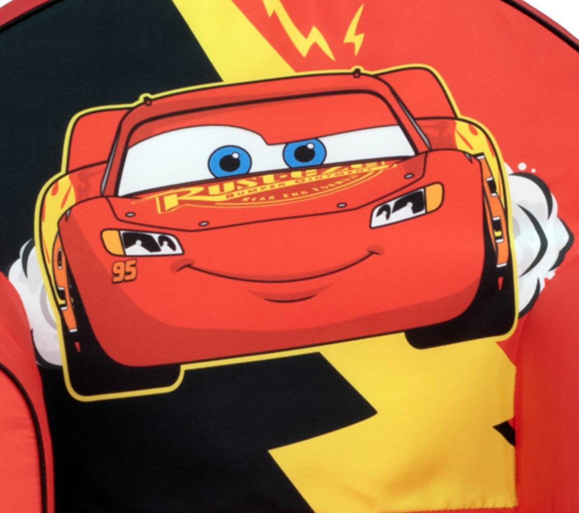 Disney Pixar Cars – Flash McQueen – Fauteuil Enfant en Mousse, Confort Premium, Dossier Stable Anti-pli, Anti-basculement, Léger – Fabriqué en UE