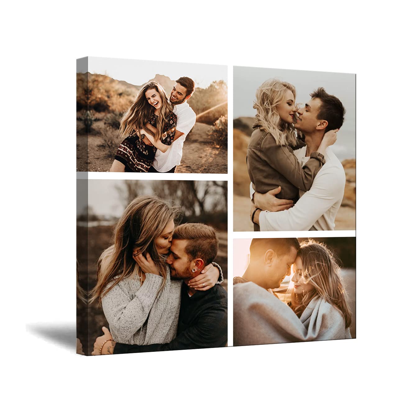 Photo Canvas Your Image Multi Personalised 4 Picture Collage Custom Canvas Wall Art Print Family Wedding and Pets Photo for Living Room Bedroom Home Decor (16x16in(40x40cm) Frame)
