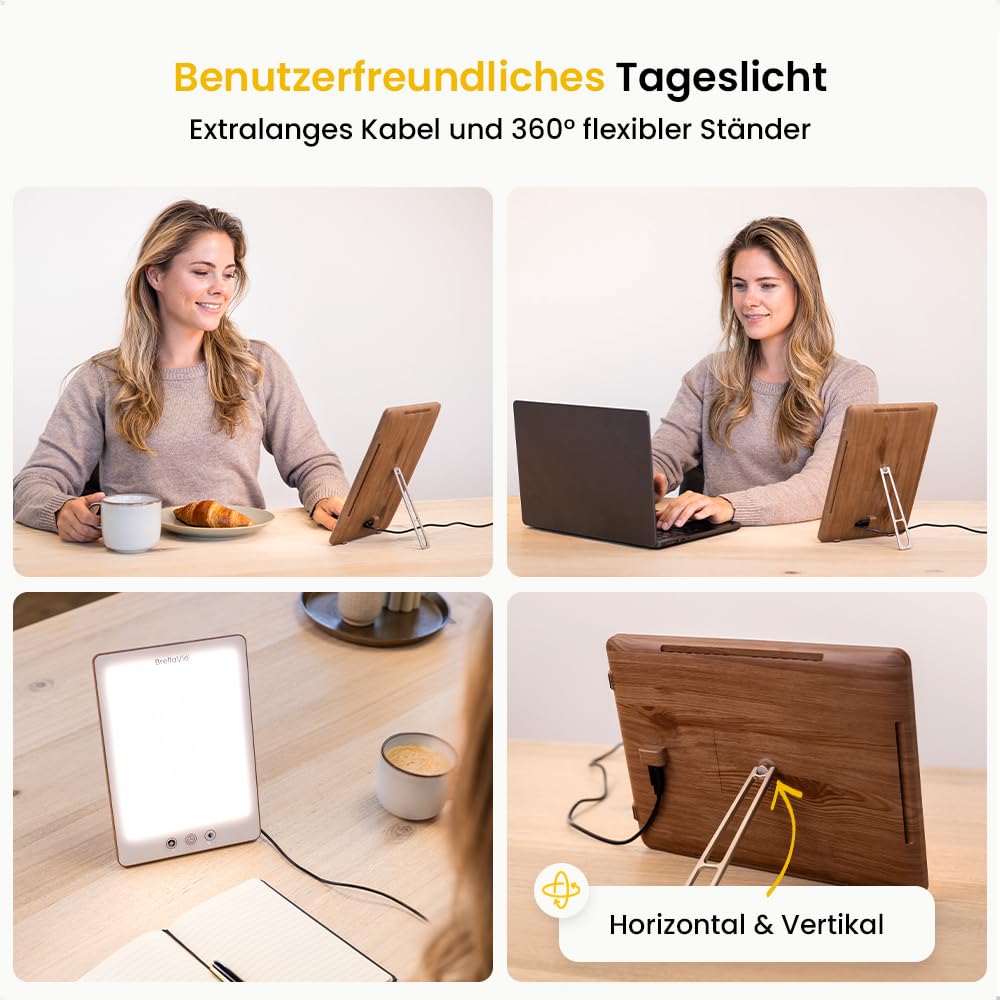 BrellaVio Tageslichtlampe PRO 12.000 Lux UV-freie LED Tageslicht Simulation Lampe mit Tasche