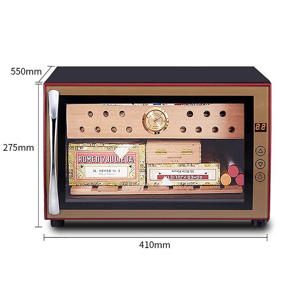 BAtlam Zigarrenschrank Kleiner Mini-Schwarzer Zigarrenhumidor Frontglastür Theke leiser Betrieb Kompressor Temperatur einstellen