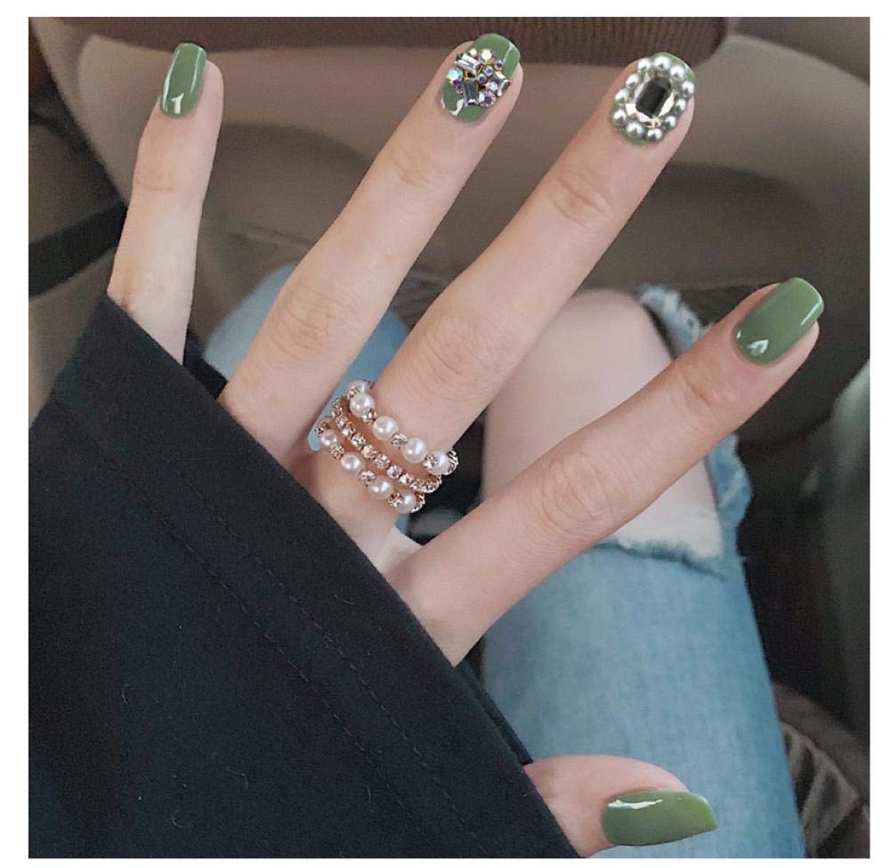 ACiyD Fertiges Maniküre-Patch mit neuen künstlichen Nägeln in Diamant-Matcha-Grün