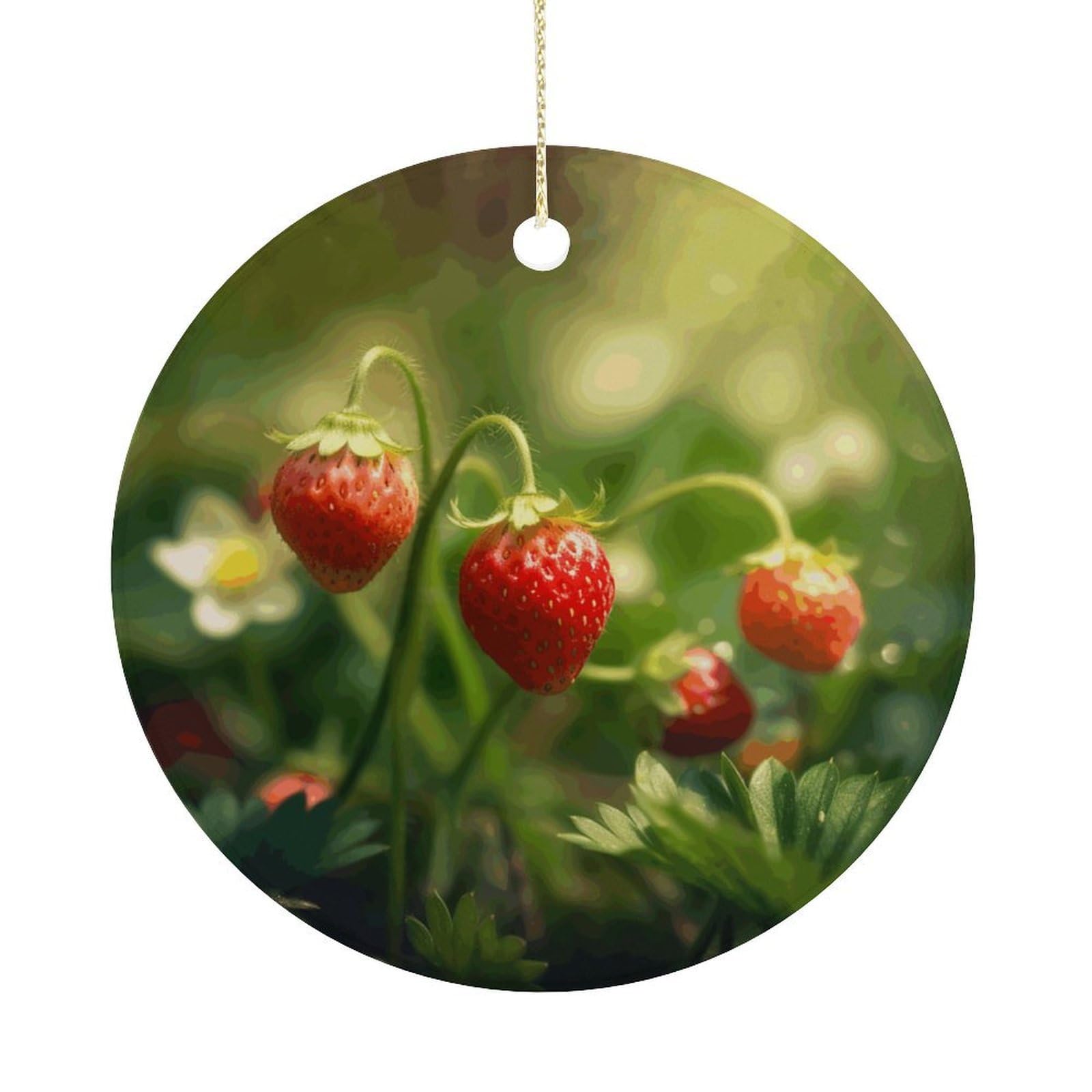Adfgyerh Women's Style Strawberries On The Grass Hanging Ceramic Ornaments, Christmas Tree Decorations, Funny Home Decor Gifts For Sisters & Work Best Friends