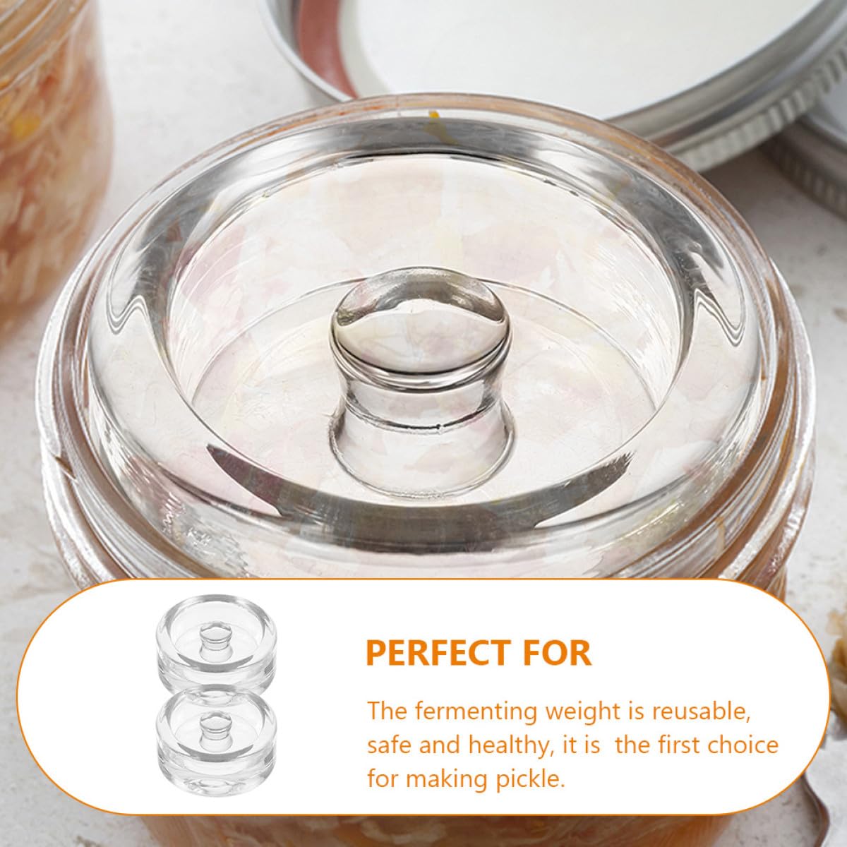 MAGICLULU 2 Piezas Pesas de Fermentación de Vidrio con Mango Fácil de Agarre para Tarros de Boca Ancha de Accesorio Práctico para Frascos de Fermentación y Conservación de Alimentos