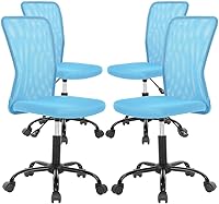 Vista 15 de Silla de oficina, silla de escritorio para computadora con soporte lumbar, ergonómica, respaldo medio, malla ajustable, silla giratoria de altura
