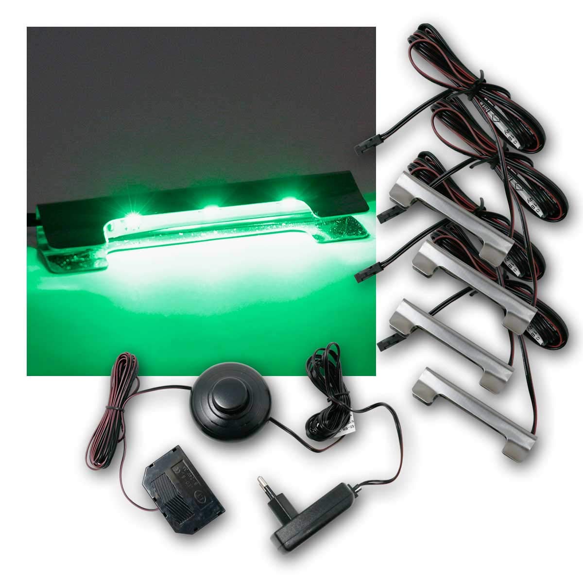 world-trading-net - LED Glasbodenbeleuchtung Clip-3D im 2er Set, Leuchtfarbe grün, inklusive Netzteil