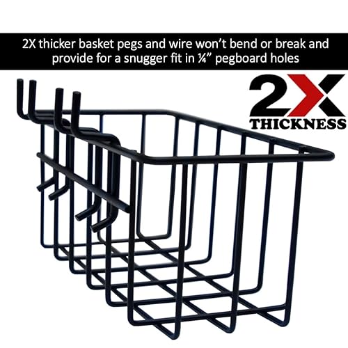 Madd Tools Double D For Double Duty BASKETS-3 Heavy Duty Peg Board Hook Baskets For ¼ Pegboard Holes thumb #1