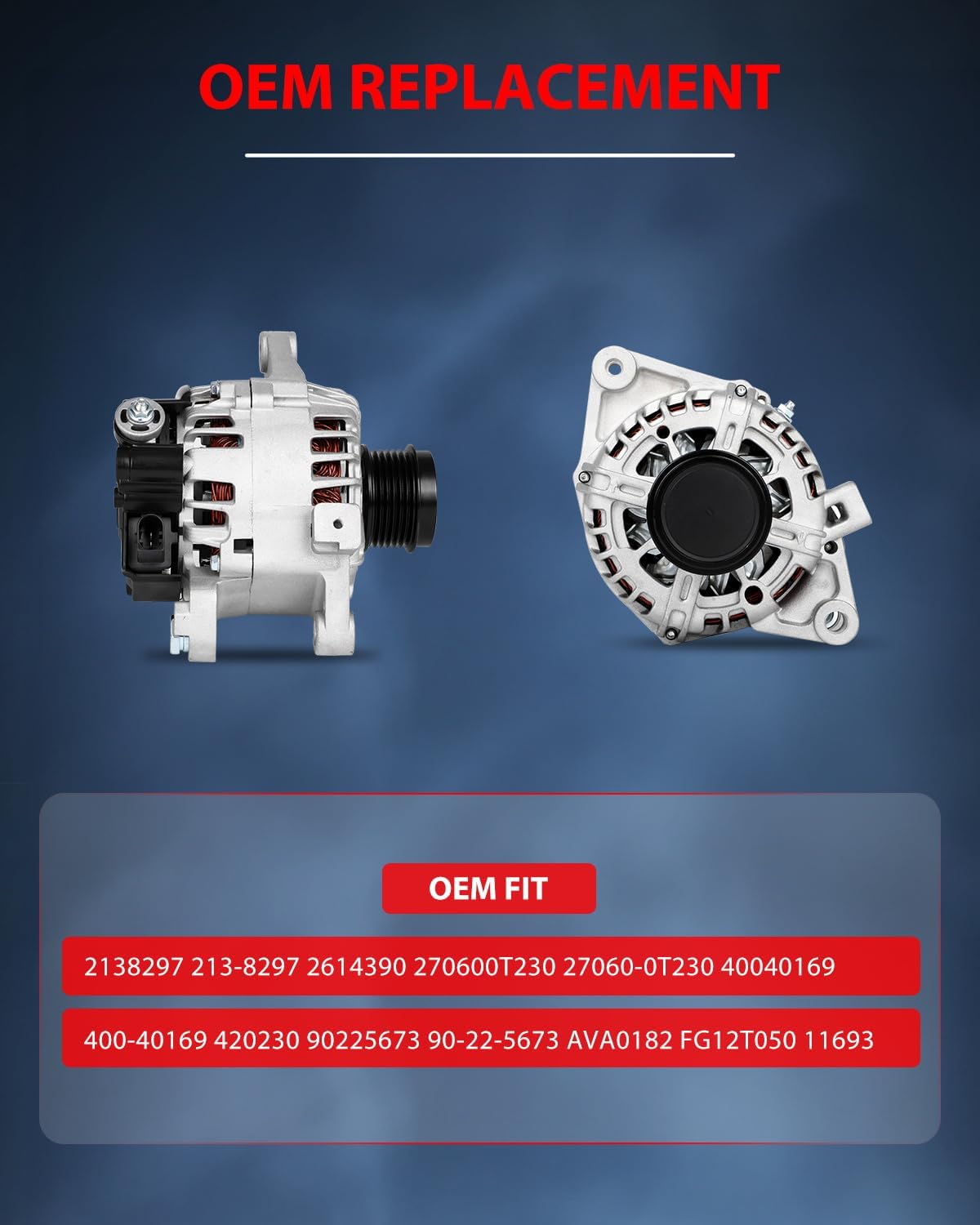 cciyu Alternators 2138297 213-8297 2614390 270600T230 27060-0T230 40040169 400-40169 420230 90225673 90-22-5673 AVA0182 FG12T050 11693 Fit for 2014-2018 For Toyota for Corolla