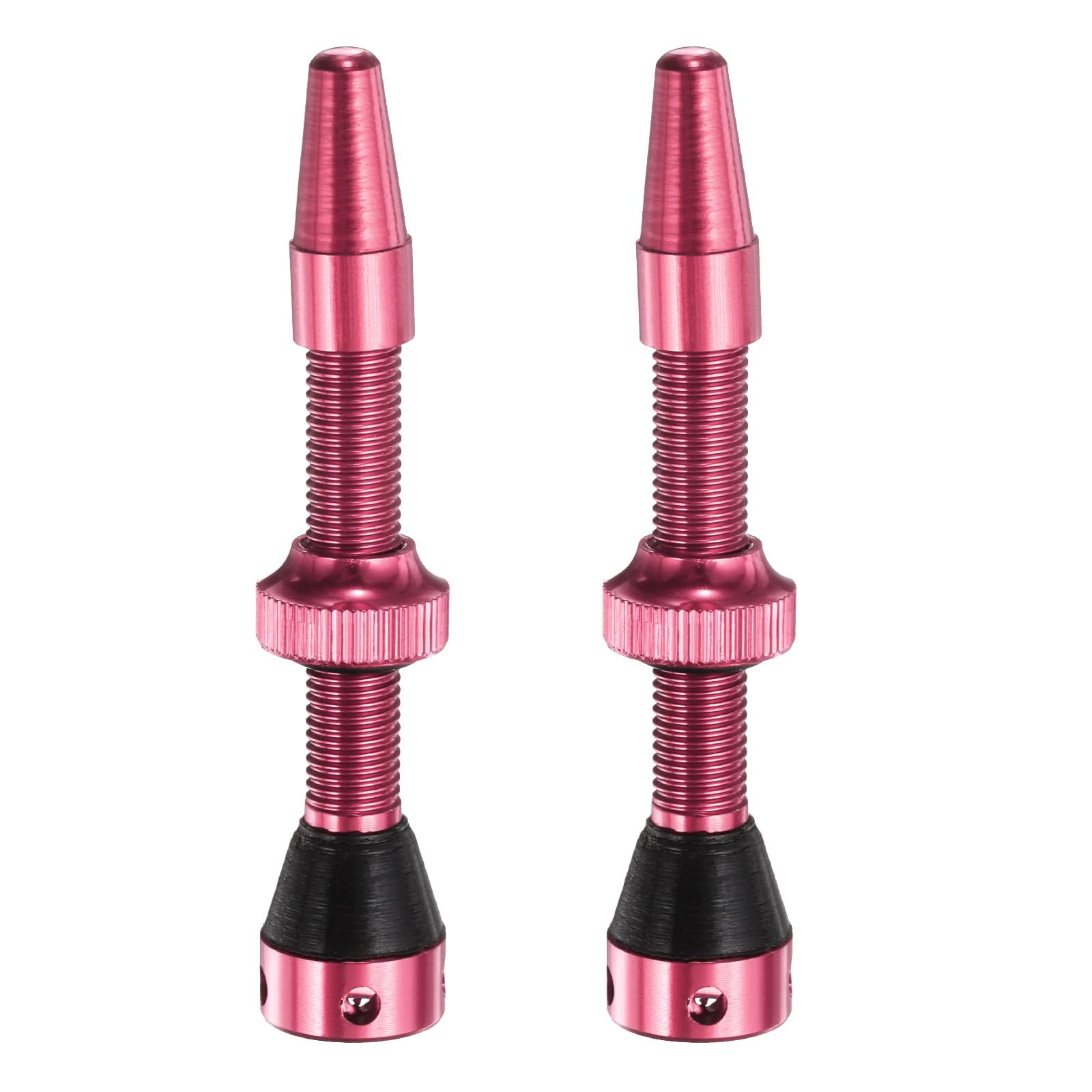 sourcing map 2pcs Tubeless Valve Stems 44mm Aluminum Alloy Tubeless Valve Super Light No Leak Durable with 4 Hole and Caps Fit Most Bicycle Tubeless Rims, Pink