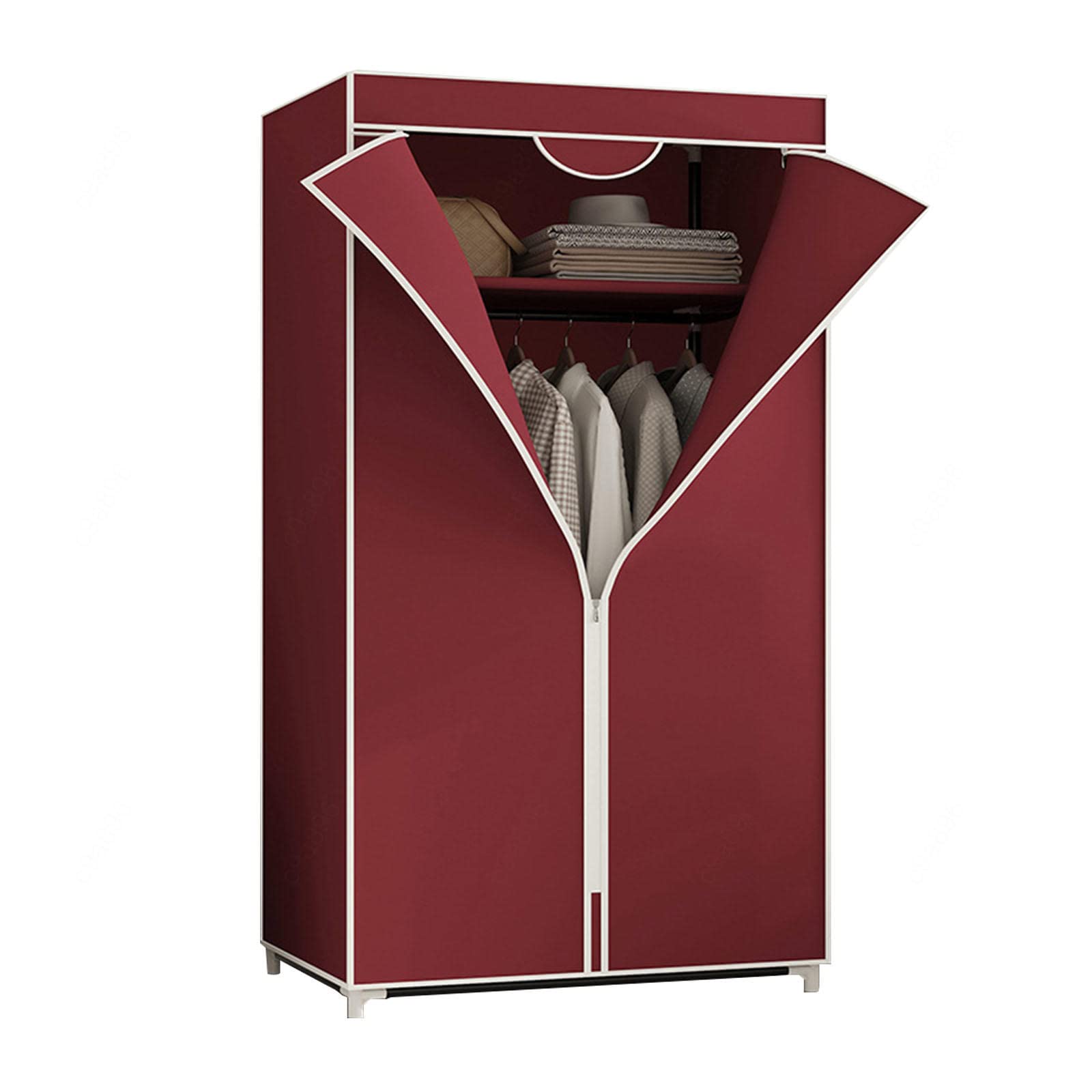 Kleiderschrank aus Segeltuch, tragbare Kleiderschrankregale mit Kleiderstange, Regale, Stoffbezug, Aufbewahrungsorganisator für Kleiderschränke,Red-155x70x45