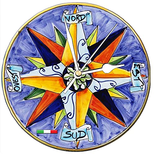 EVOM Round ceramic wall clock, made in Italy with decorative print suitable for any room in the home, office and studio. Measure diameter cm. 20