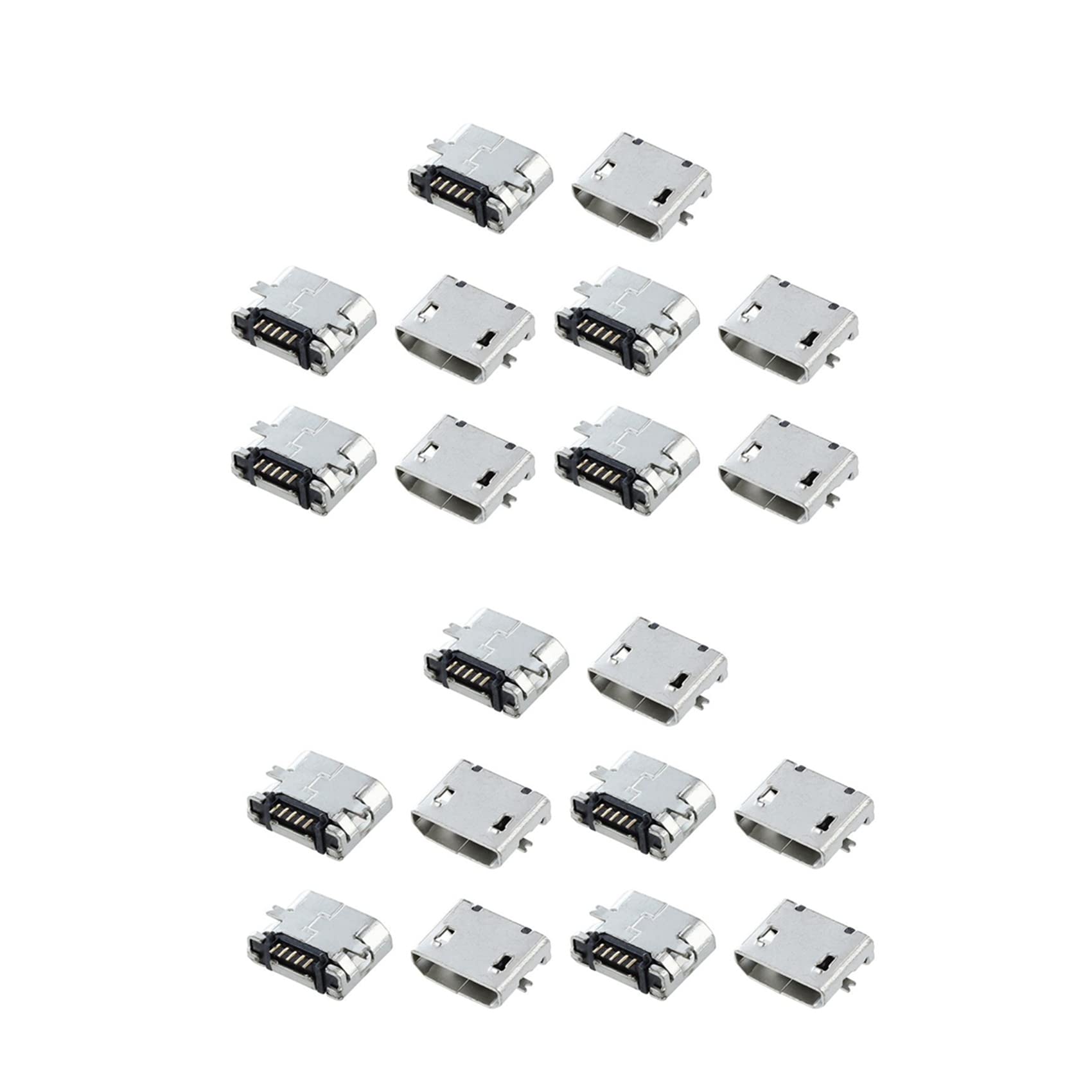 Bloepum 20 Pcs Spare Parts Type B Micro-USB Female Jack Connector Port Socket