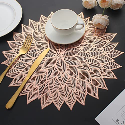 Image of Dakshya Industries Waterproof PVC Round Table Placemats Set of 2 (38x38 cm) - Stylish Non-Slip Dining Mats (Copper)