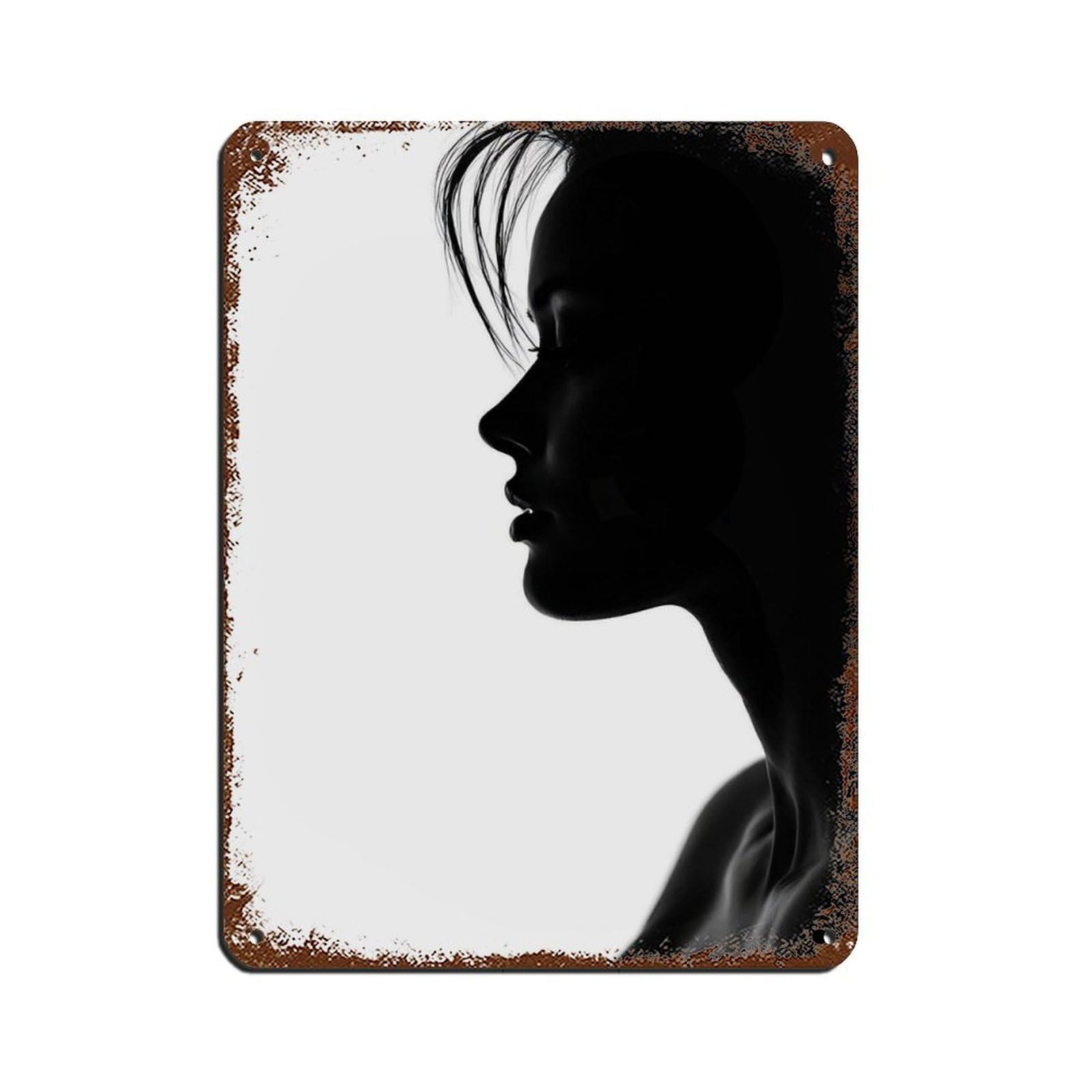 Modern Woman Silhouette Elegant Female Tin Sign Vintage Metal Pub Club Cafe Bar Home Wall Art Decoration Poster Retro 12x16inch(30x40cm)