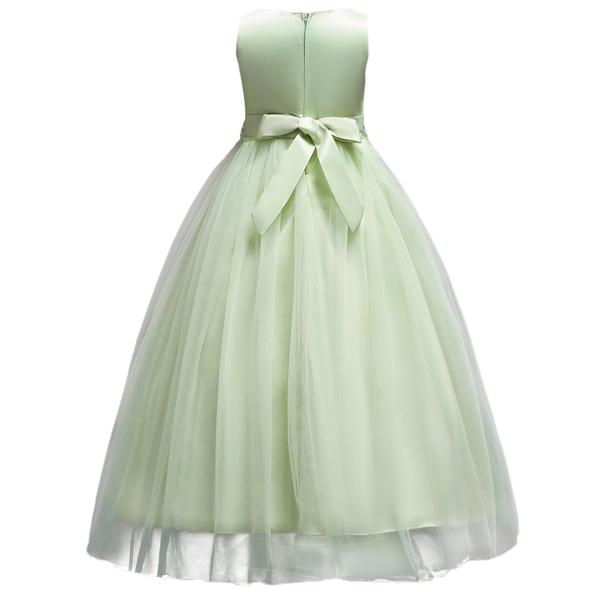 Vestido de niña de Dama De Honor Apliques de Encaje de Tul de Flores Princesa Vestidos de Boda Fiesta Comunión Cumpleaños Bola Pageant Paseo Baile Maxi Cóctel Fotografía Vestir 5-16 Años