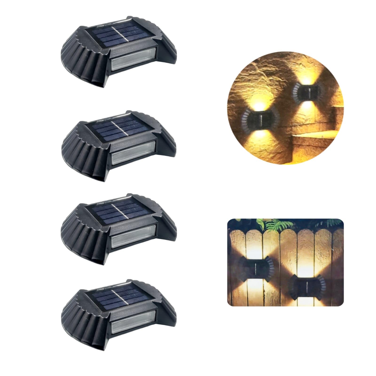 Tuch-much Solar Wall Lights Small Fence Lights Solar Powered, Up Down LED Porch Light,Outdoor Sconce Lights Exterior Light Fixture Deck Decor (Pack of 4) (B0CJDY2TJY) Amazon Price History, Amazon Price Tracker