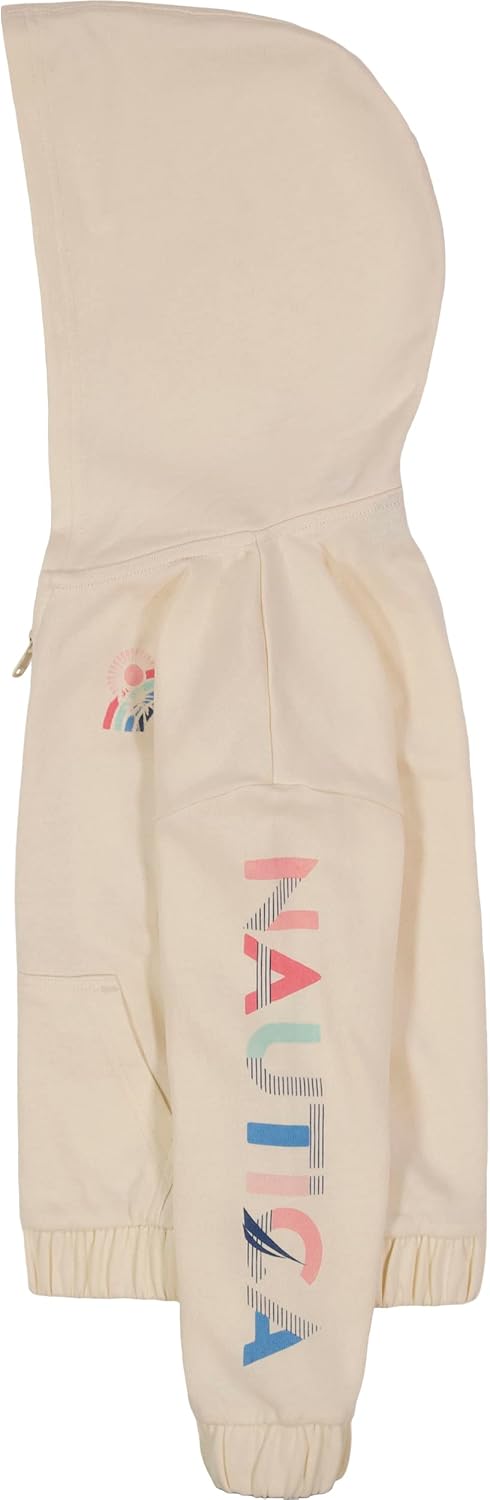 Nautica Girls' Logo Sweatshirt, Fleece Hoodie With Full-zip Front & Pockets