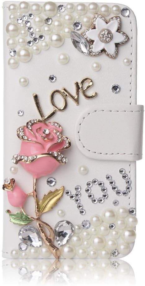 Dkiekieie trade; Bling Crystal Diamonds Bow PU leather flip slots wallet cover case skin for Mobile Phones(Sky Devices 6.0Q)