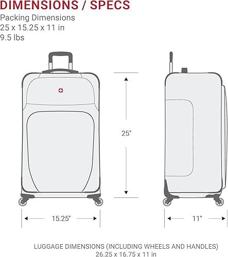 Miniatura 7 de SwissGear - Equipaje suave expandible Sion con ruedas, Borgoña