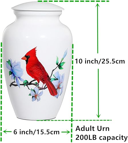 Miniatura 3 de ICOKEE Urna para cenizas humanas urna de cremación cardenal roja urna funeraria blanca urna decorativa urna de entierro urna conmemorativa grande