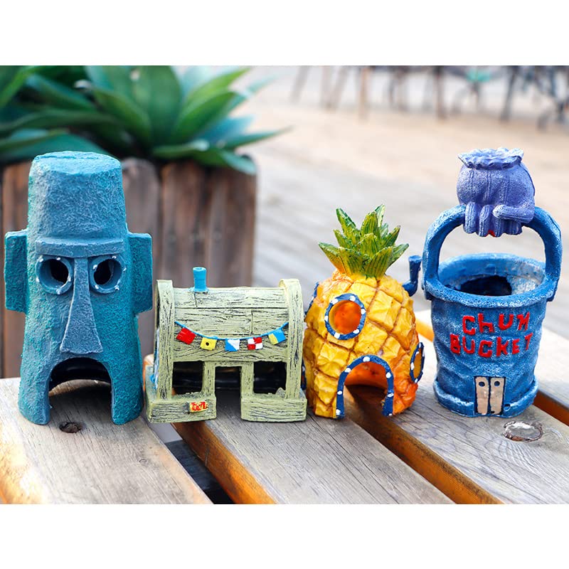 XUBX Adornos de decoración de acuarios, Acuario Decor, Artificiales Tanque Decoración, Decoración de Autobús, Ornamento del Autobús de la Resina, Pecera Adorno para Acuario