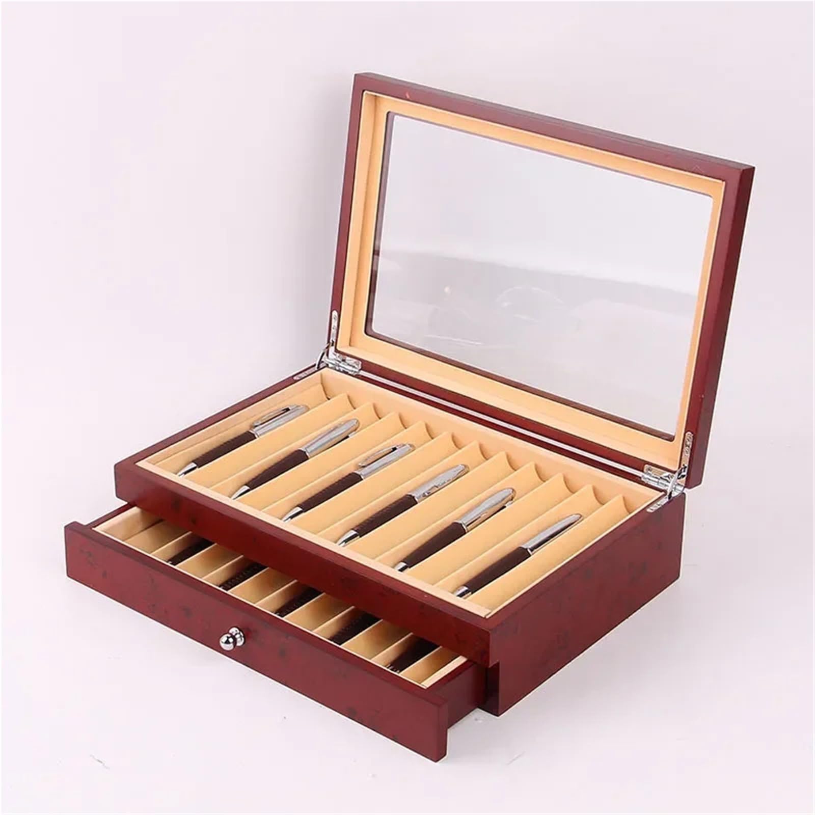 Estuche de madera con ranura for bolígrafo, 12/23/34/78, for exhibir lápices o pluma estilográfica, bonito organizador papelería for la escuela y oficina(Black-23 pens)