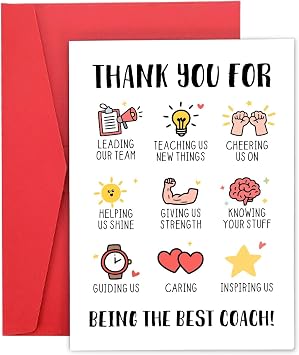 Coach Thank You Cards Coach Gifts for Men Women Soccer Coaches Appreciation Cards Bulk Baseball Coaches Appreciation Gift for Volleyball Football Softball Dance Cheer Coa-ch Christmas Stocking Stuffer