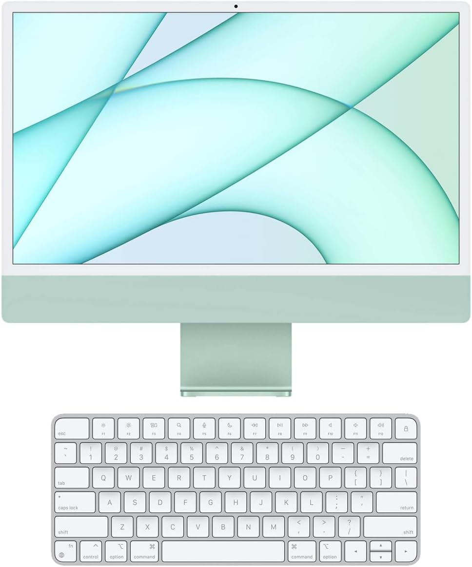 Apple iMac 24" with Retina 4.5K Display, M1 Chip with 8-Core CPU and 7-Core GPU, 8GB Memory, 256GB SSD, Green, Mid 2021, Includes English and French Keyboards