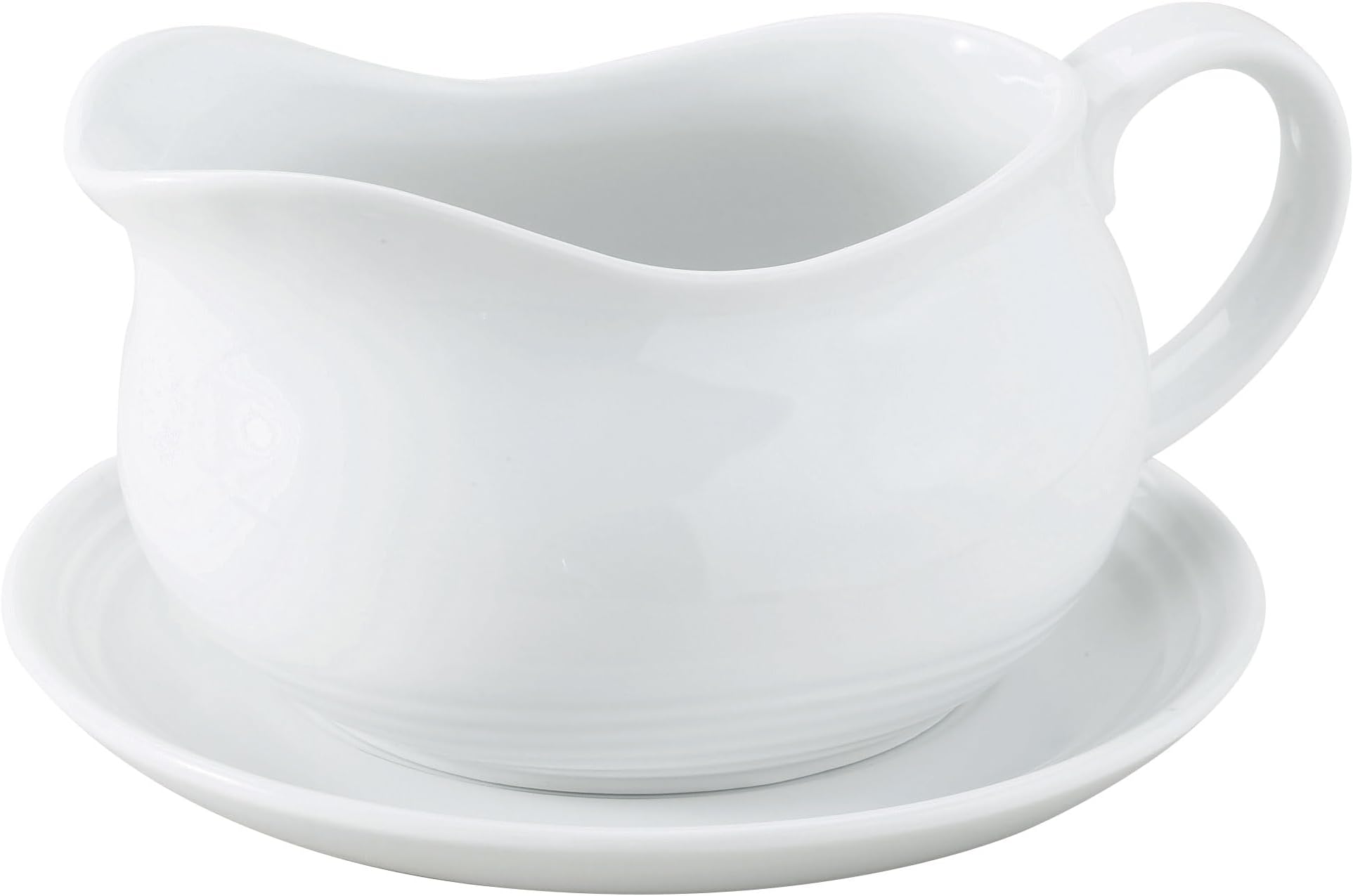 HIC Kitchen Hotel Gravy Boat With Saucer, Fine Porcelain, 24-Ounce Capacity For Gravy, Sauce, Au Jus, Dressing, Holiday Meals, And Entertaining