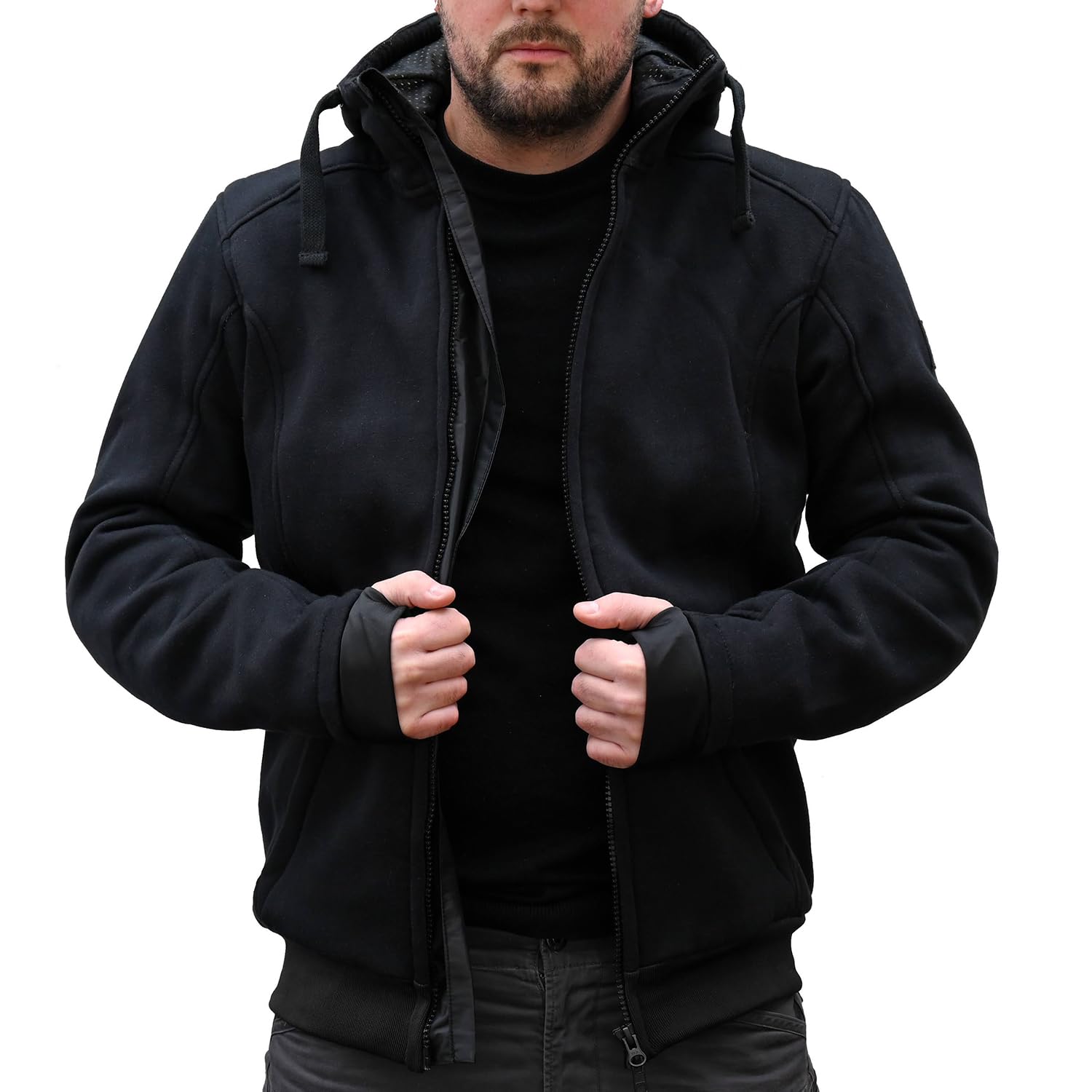 Motorrad-Hoodie Zipper - Motorradjacke Herren - CE Protektoren, DuPont™ Kevlar® Verstärkung, YKK-Zip, Motorrad Jacke Männer - Motorrad Hoodie - Biker Hoodie - Stylisch & Sicher