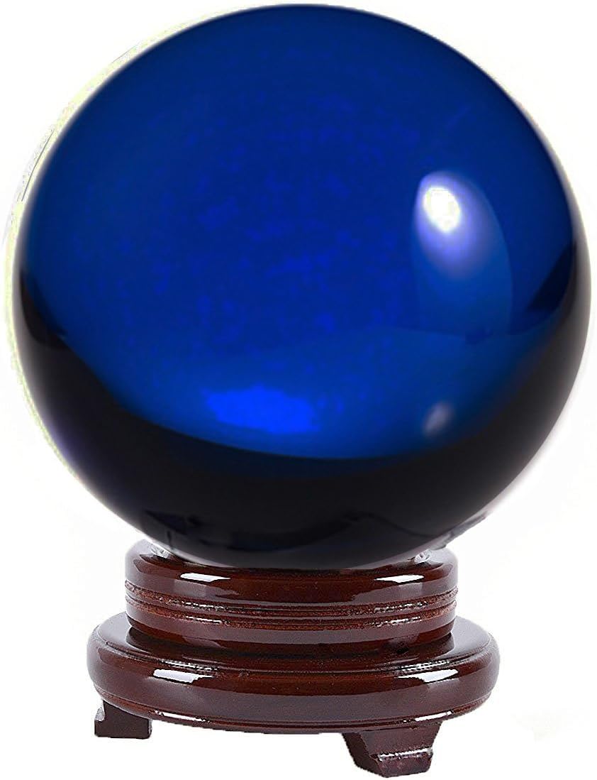 Amlong Crystal Clear Crystal Ball 8 inch (200mm) Diameter with Wooden Stand