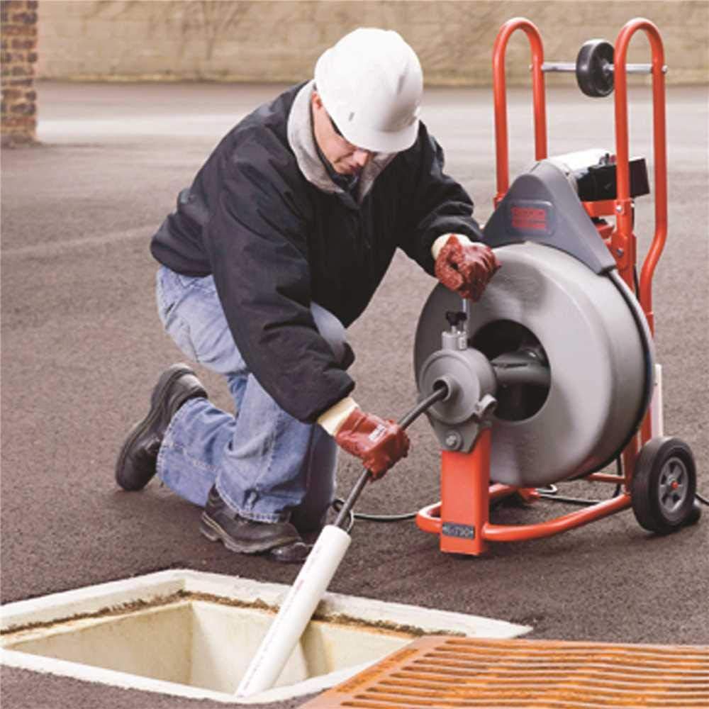 RIDGID 42007 K-750 Drum Machine with C-100 3/4 Inch x 100 Foot Inner Core Cable and AUTOFEED Control, Drain Cleaner Machine and Drain Cleaning Snake with Drain Auger - Drain Augers - 