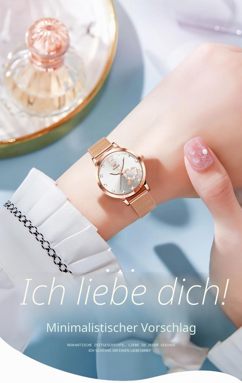 OLEVS Women's Watch Luxury Rose Gold Women Slim Thin Lightweight Watch Stainless Steel Watches