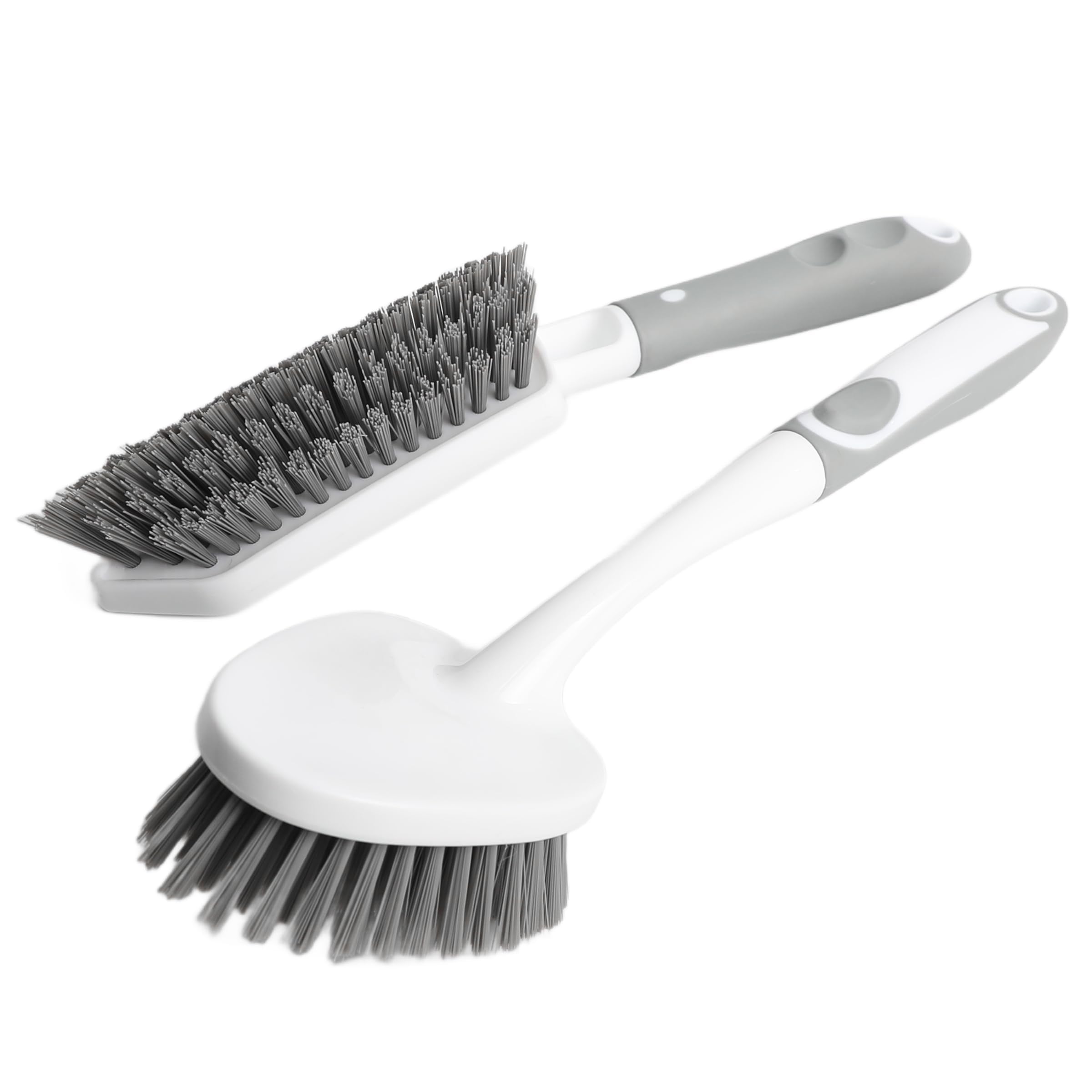 ZHABAYEN 2 Pack Heavy Duty Scrub Brush Set with Long Handle | Hard Bristle & Non