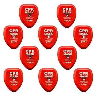 WNL Products CPR Rescue Mask, Adult/Child & Infant Pocket Resuscitator, Hard Case Kit with Belt Clip 10-Pack