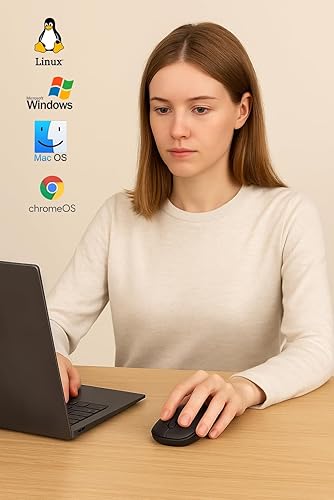 Miniatura 5 de Acer Ratón inalámbrico para computadora, 2.4G delgado USB inalámbrico con receptor USB-A, 1600 DPI óptico, mouse para portátil con Plug and Play