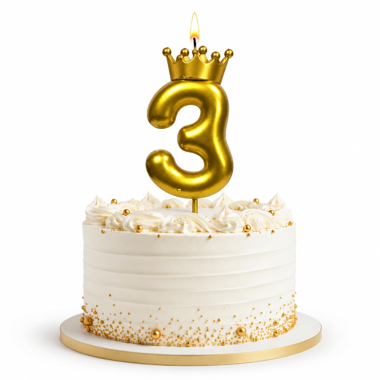 Gold Crown Birthday Candle - 3D Number 3 Cake Topper -14