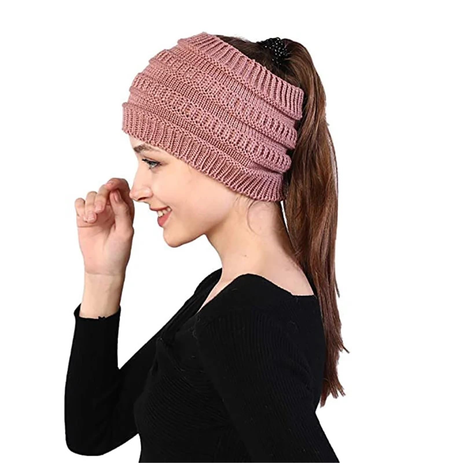 Cerchietto Invernale 2 pz Maglia Larga Fascia for Le Donne Autunno Inverno Headwrap Turbante Fasce for Capelli Con Fori Cappello Tenere Al Caldo Scaldini for Le Orecchie Femminili Per La Decorazione(L