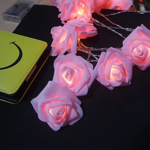 Miniatura 5 de Fantasee - Guirnalda de luces LED de rosas rosadas, funciona con pilas, para bodas, fiestas, cumpleaños, festivales, interiores y exteriores,