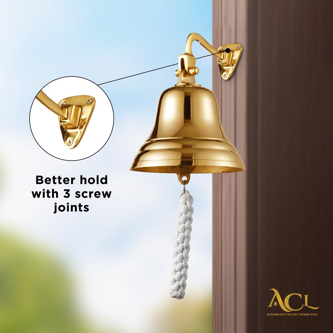 ACL Last Order Bell - Bar Accessories for Home Pub Hand Bell – Wall Mounted Bar Bell Nautical Decorations – Unique Brass Bell with Crisp Loud Sound Ideal for Christmas, Reception, Pubs 5 Inch