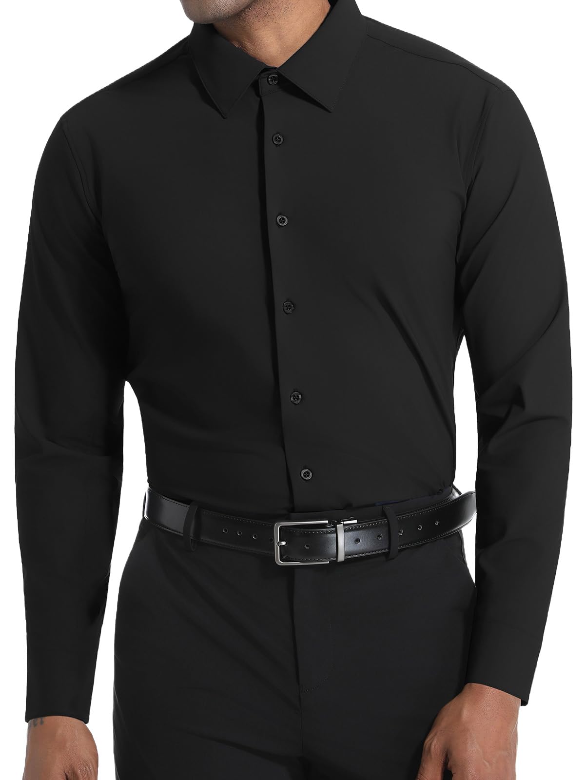 Fliwos Mens Dress Shirts TriProof Stretch Iron-Free Shirts Long Sleeve Button Down Wrinkle Free Business Shirt