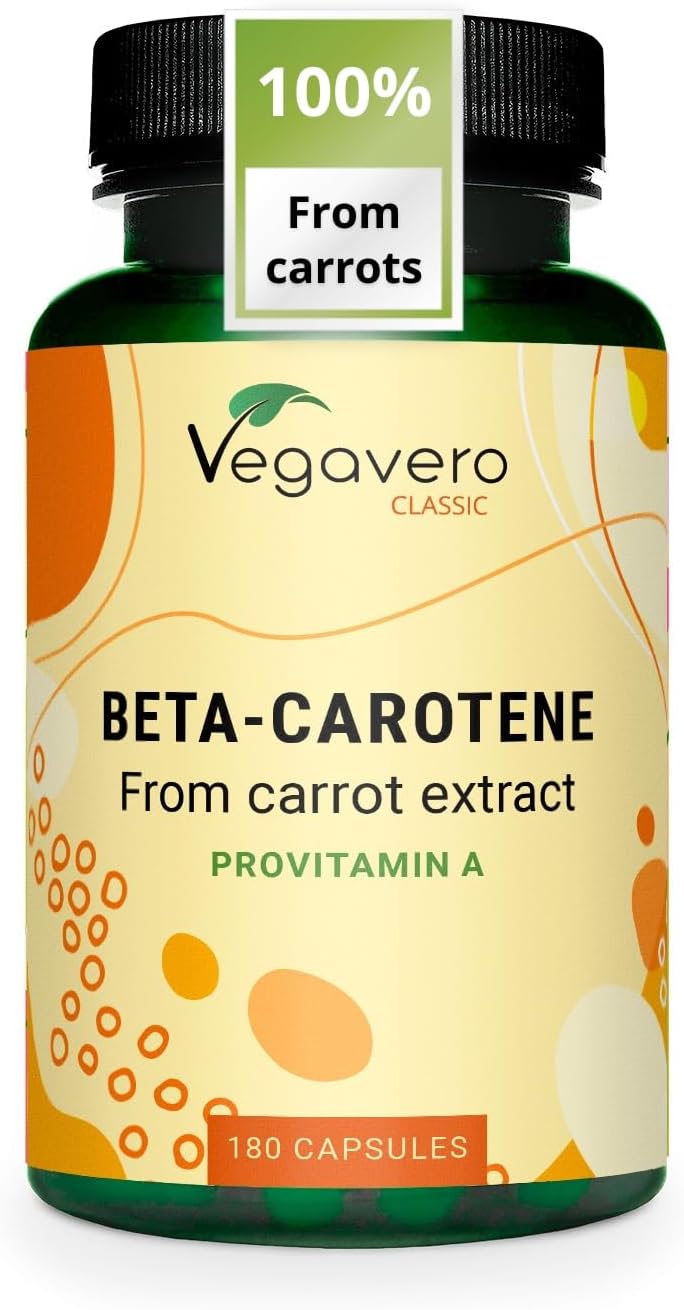 – Vegavero Beta Carotene | 180 Capsules | Tan Accelerator | 100% Natural Source of Vitamin A | NO Additives, Lab-Tested | Vegan
