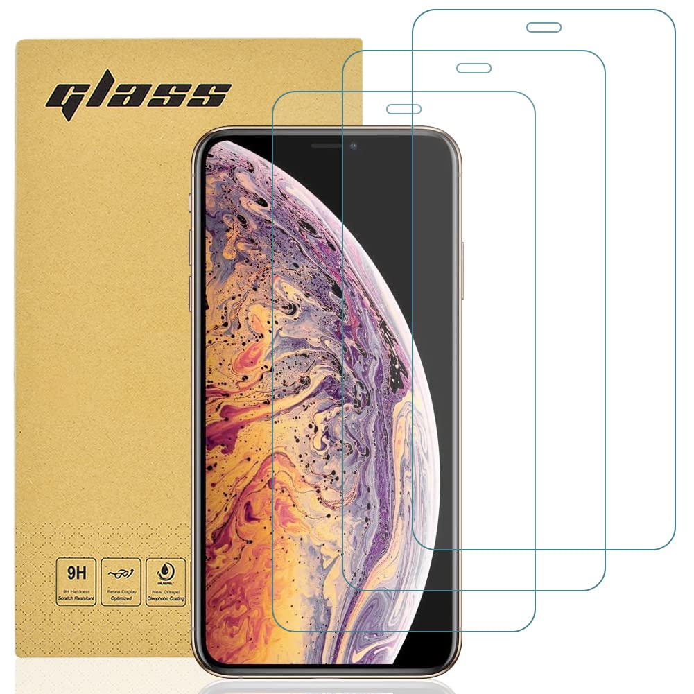 gueche [3 Unidades Protector de Pantalla para iPhone XS Max, iPhone 11 Pro Max, Cristal Templado para iPhone XS Max Fácil Instalación, Vidrio templado 9H,Alta Definicion,Anti-Arañazos