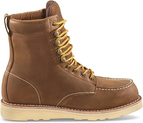 Miniatura 3 de Guide Gear Botas de trabajo de cuña de 8 pulgadas para hombres, zapatos de construcción de cuero, forro que absorbe la humedad