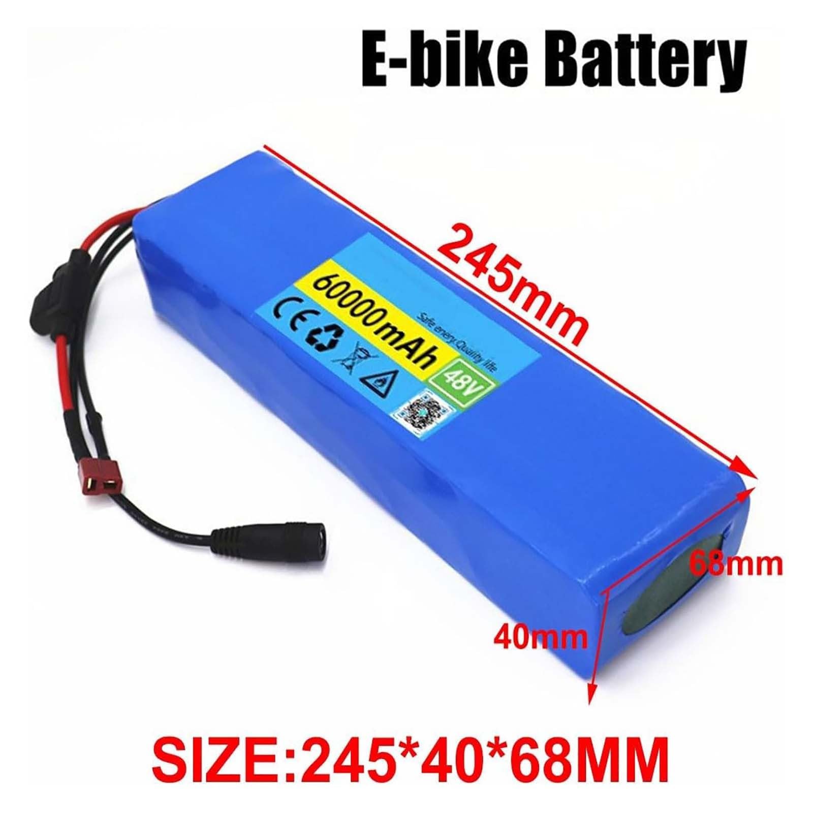 Batteria per ebike da 48 V 60 Ah, pacco batteria al litio per motore di bicicletta elettrica/scooter da 1000 W, 750 W, 500 W con BMS integrato, pacco batteria per bici elettrica con caricabatterie