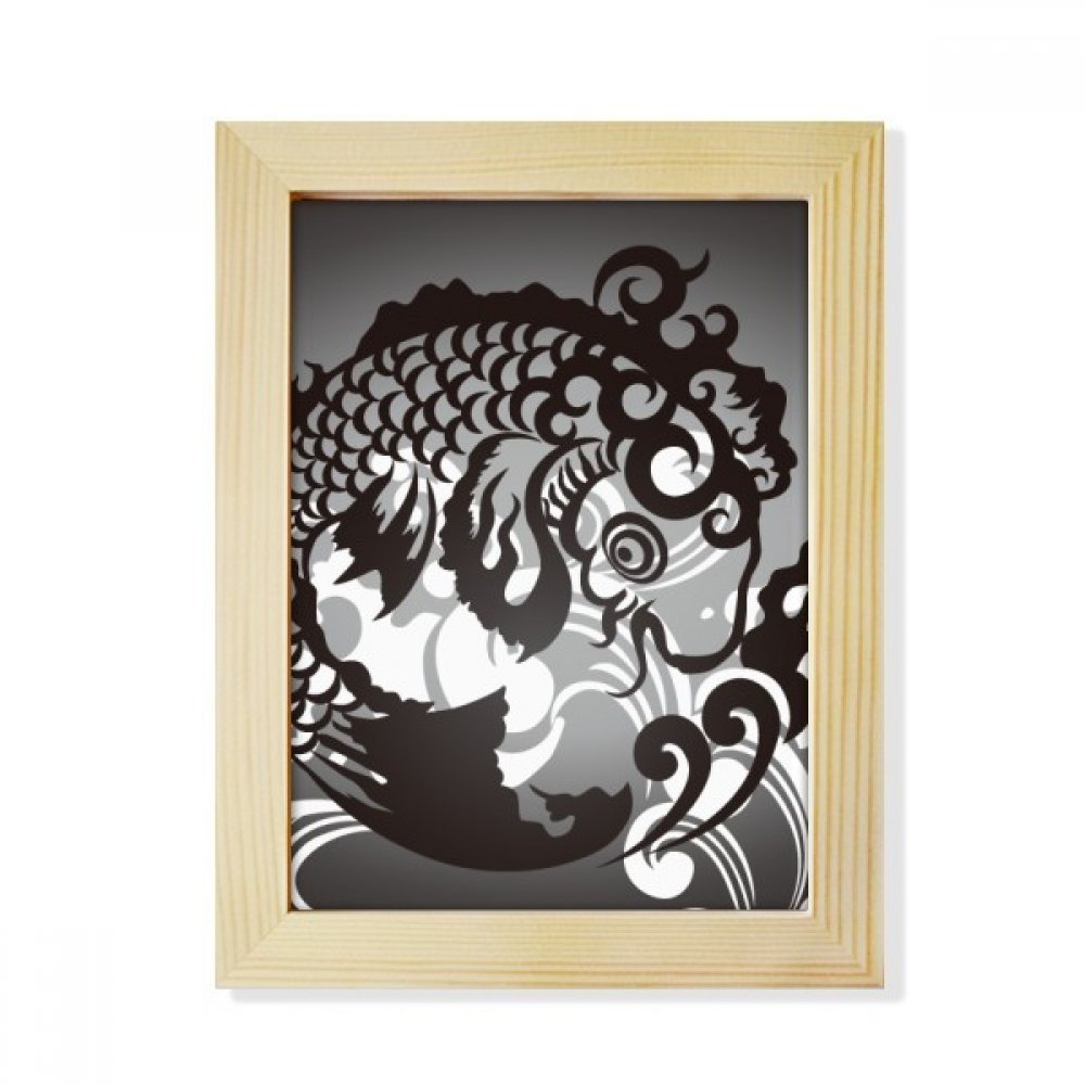 Marco de fotos de madera de 6x8 pulgadas para mesa con dibujo decorativo de peces
