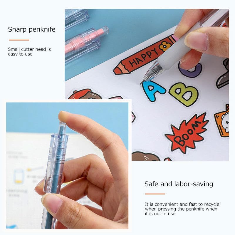 Miniatura 2 de 6 Uds. Herramienta de corte para manualidades, cuchillo de corte de lápiz de papel, cuchillo retráctil creativo, herramienta de precisión para