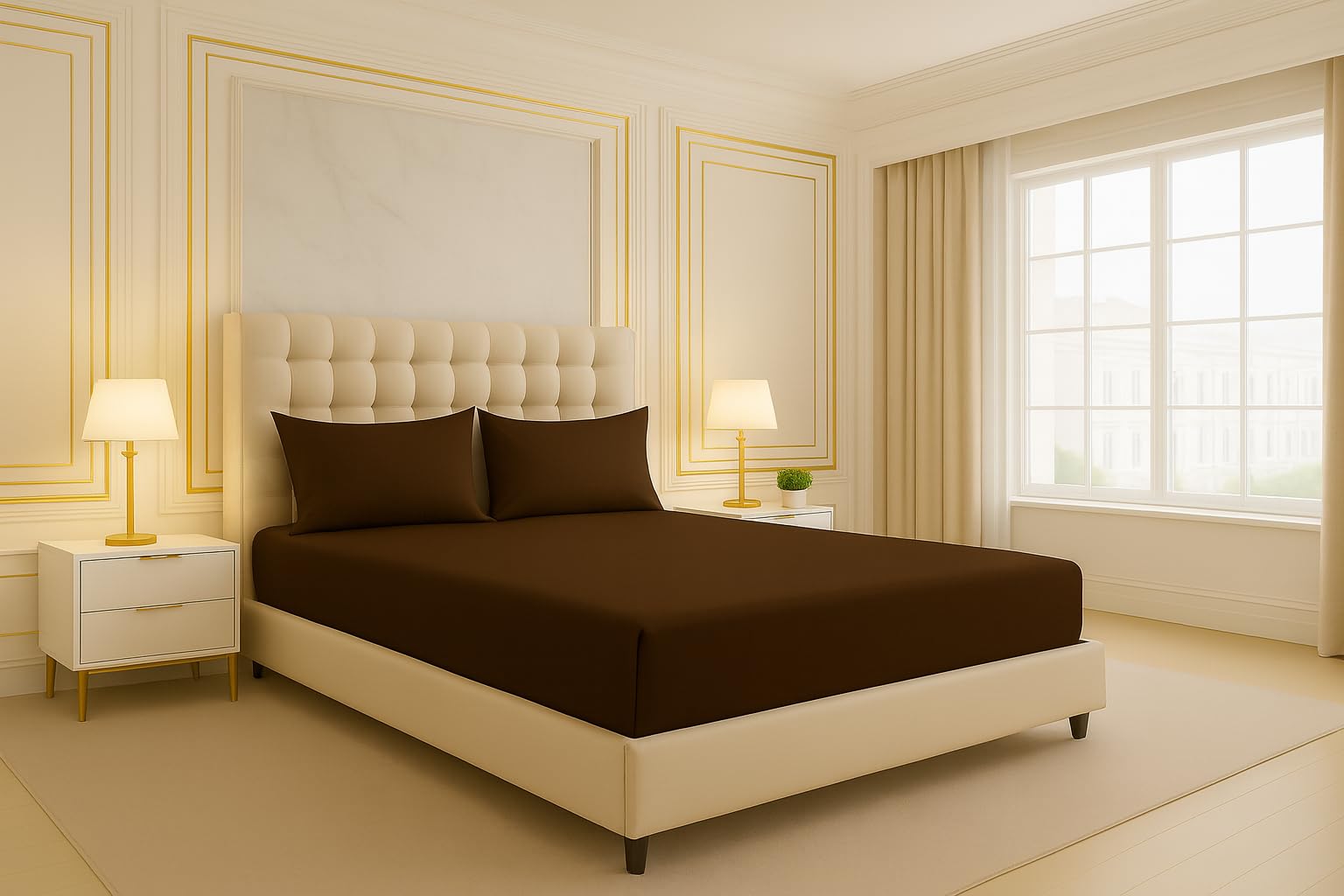 ARLINENS PLAIN DYED FITTED SHEETS IN FOLLOWING COLOURS AND SIZES (SUPER KING, CHOCOLATE)