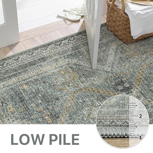 GENIMO 2x5 Non Slip Hallway Runner Rug, Machine Washable, Thin & Low Pile Lightweight for Kitchen, Laundry, Entryway, Bedroom & Living Room